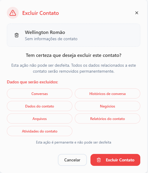 dialog para confirmar exclusão