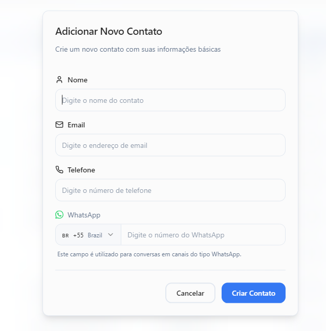 Formulário para criar contato